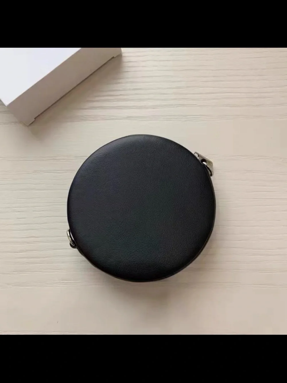 Dior Black Mini Round Cosmetic Crossbody Bag with Silver Chain